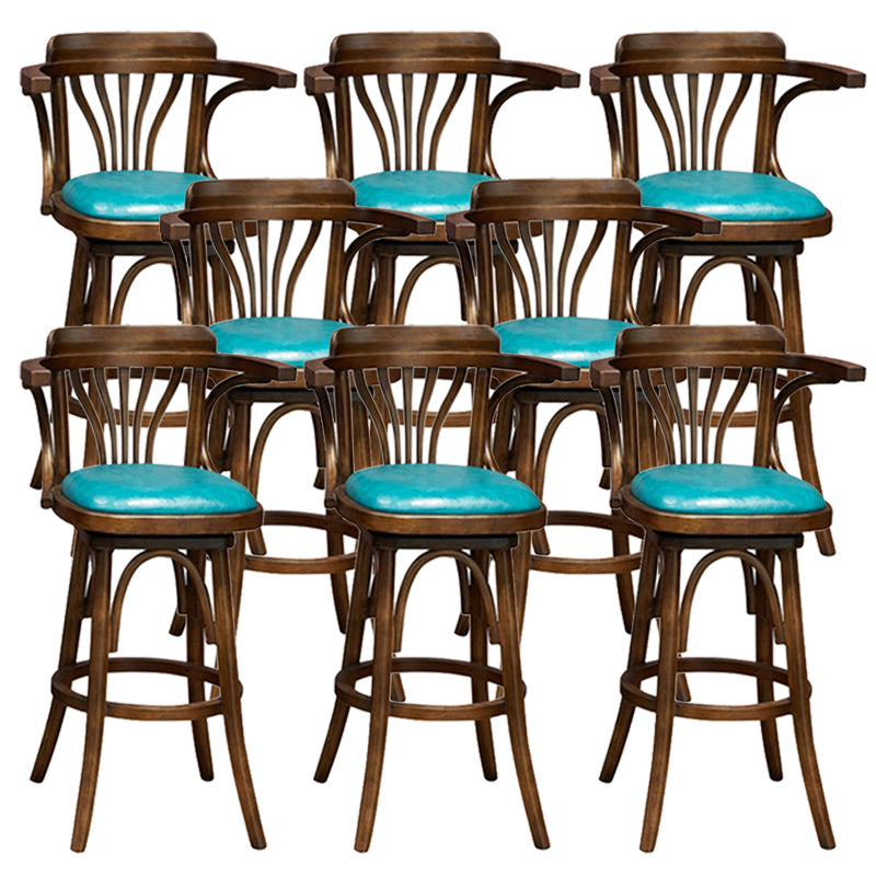 Wood Low Back Bar Height Stool Modern Swivel Armed Bar Stool