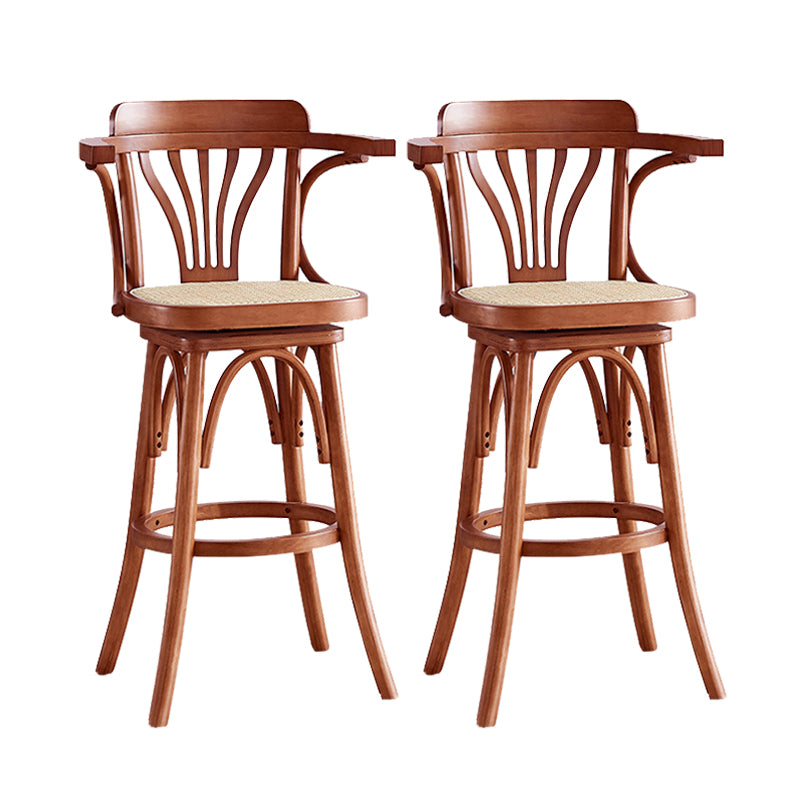 Wood Low Back Bar Height Stool Modern Swivel Armed Bar Stool