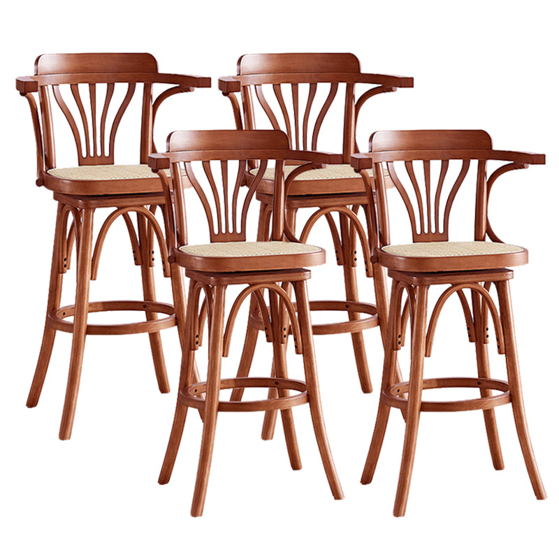 Wood Low Back Bar Height Stool Modern Swivel Armed Bar Stool