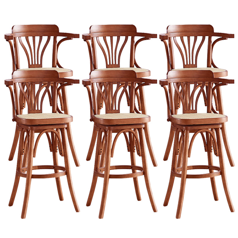 Wood Low Back Bar Height Stool Modern Swivel Armed Bar Stool