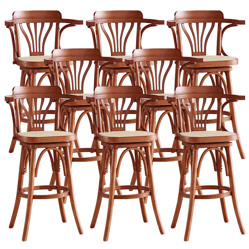 Wood Low Back Bar Height Stool Modern Swivel Armed Bar Stool
