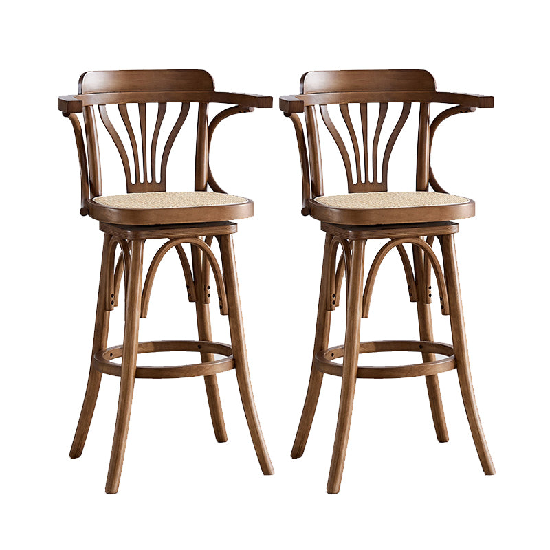 Wood Low Back Bar Height Stool Modern Swivel Armed Bar Stool