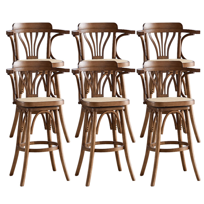 Wood Low Back Bar Height Stool Modern Swivel Armed Bar Stool