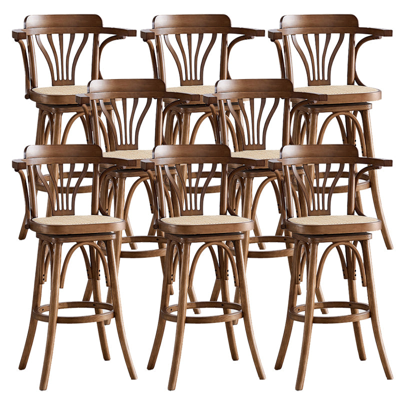 Wood Low Back Bar Height Stool Modern Swivel Armed Bar Stool