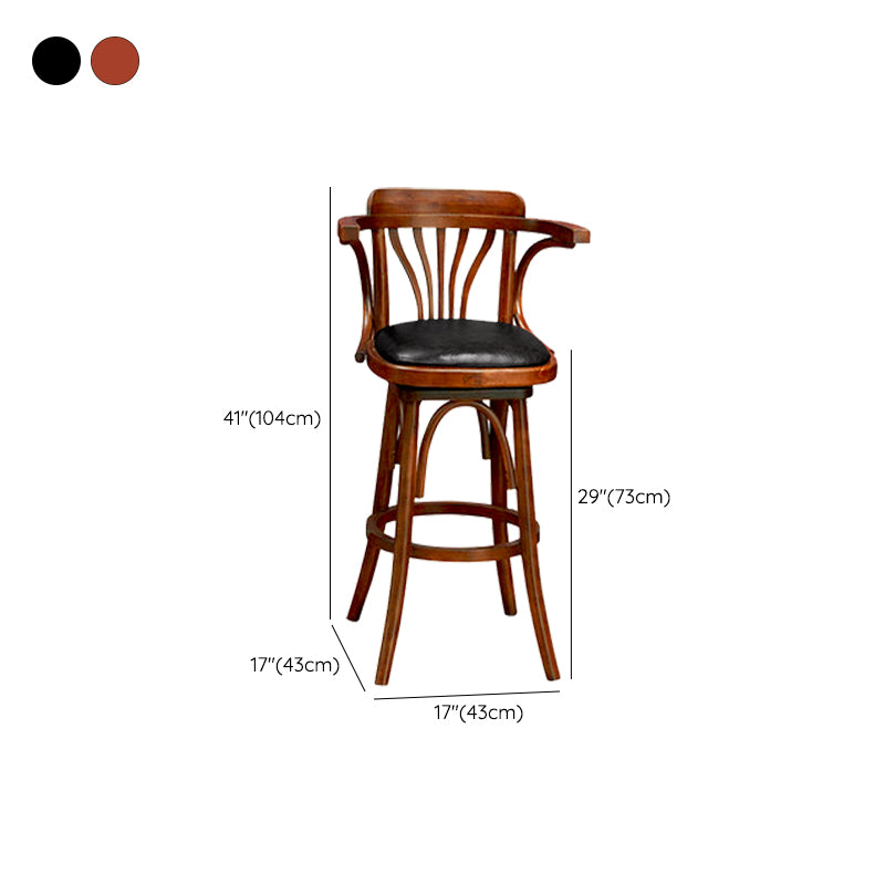 Wood Low Back Bar Height Stool Modern Swivel Armed Bar Stool