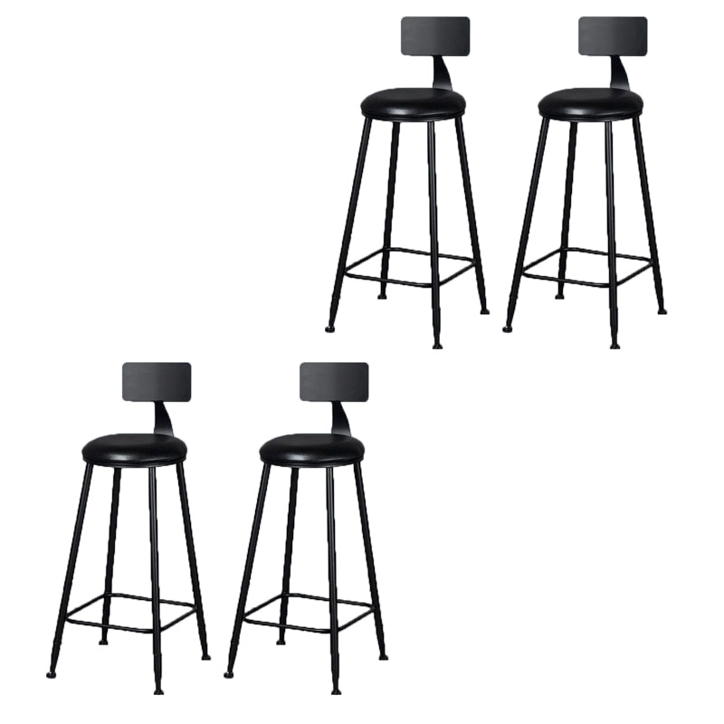 Modern Armless Backrest Counter Stool Iron Bar Stool with Cushion and Pedal for Indoor