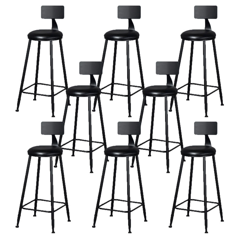 Modern Armless Backrest Counter Stool Iron Bar Stool with Cushion and Pedal for Indoor
