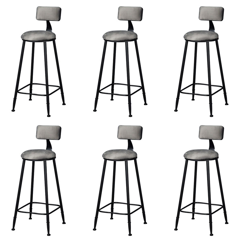 Modern Armless Backrest Counter Stool Iron Bar Stool with Cushion and Pedal for Indoor