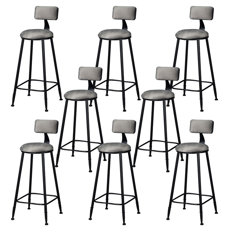Modern Armless Backrest Counter Stool Iron Bar Stool with Cushion and Pedal for Indoor