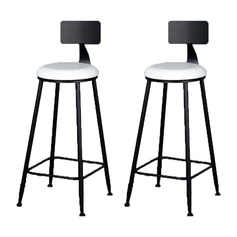 Modern Armless Backrest Counter Stool Iron Bar Stool with Cushion and Pedal for Indoor