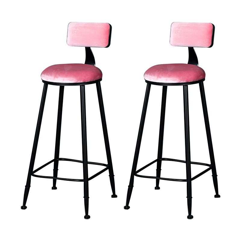Modern Armless Backrest Counter Stool Iron Bar Stool with Cushion and Pedal for Indoor