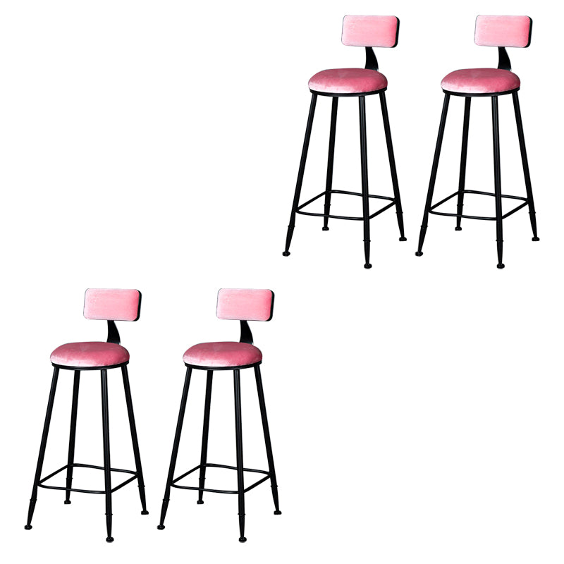 Modern Armless Backrest Counter Stool Iron Bar Stool with Cushion and Pedal for Indoor