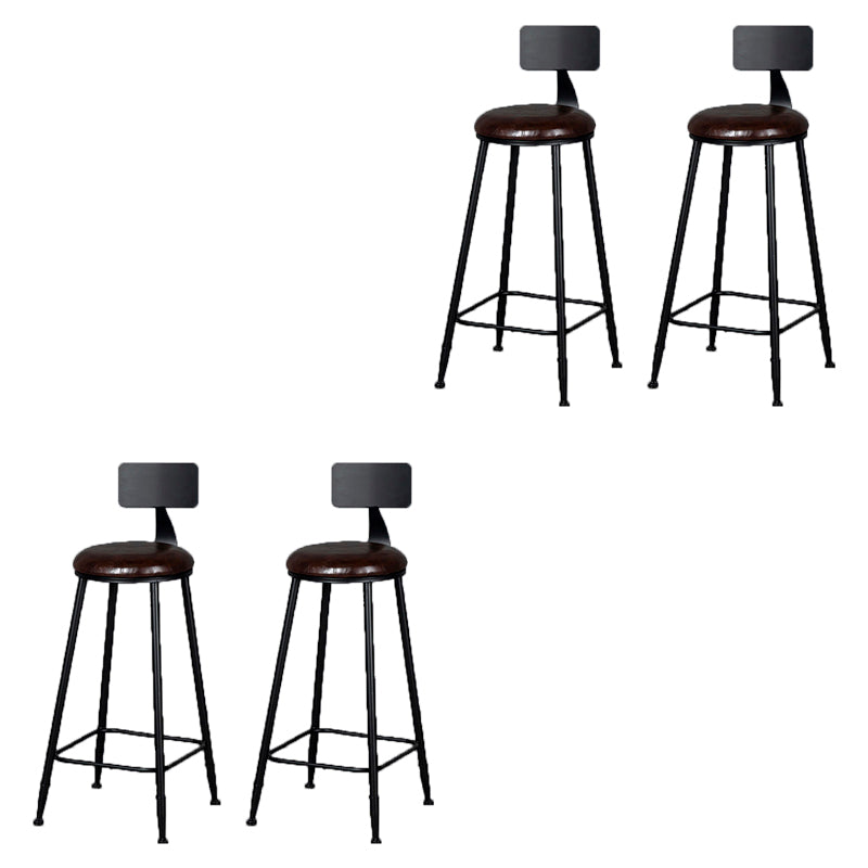 Modern Armless Backrest Counter Stool Iron Bar Stool with Cushion and Pedal for Indoor