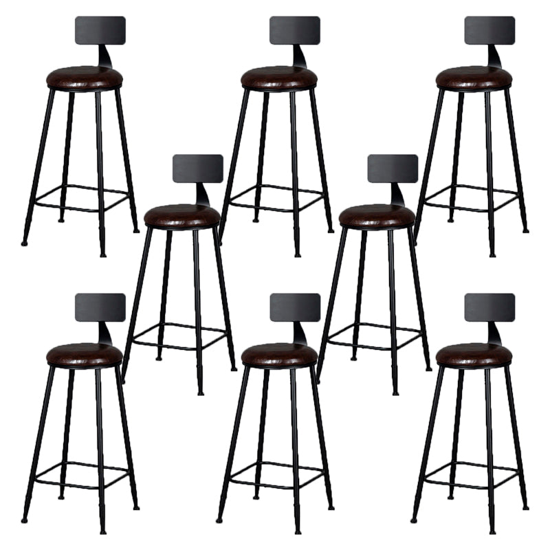 Modern Armless Backrest Counter Stool Iron Bar Stool with Cushion and Pedal for Indoor
