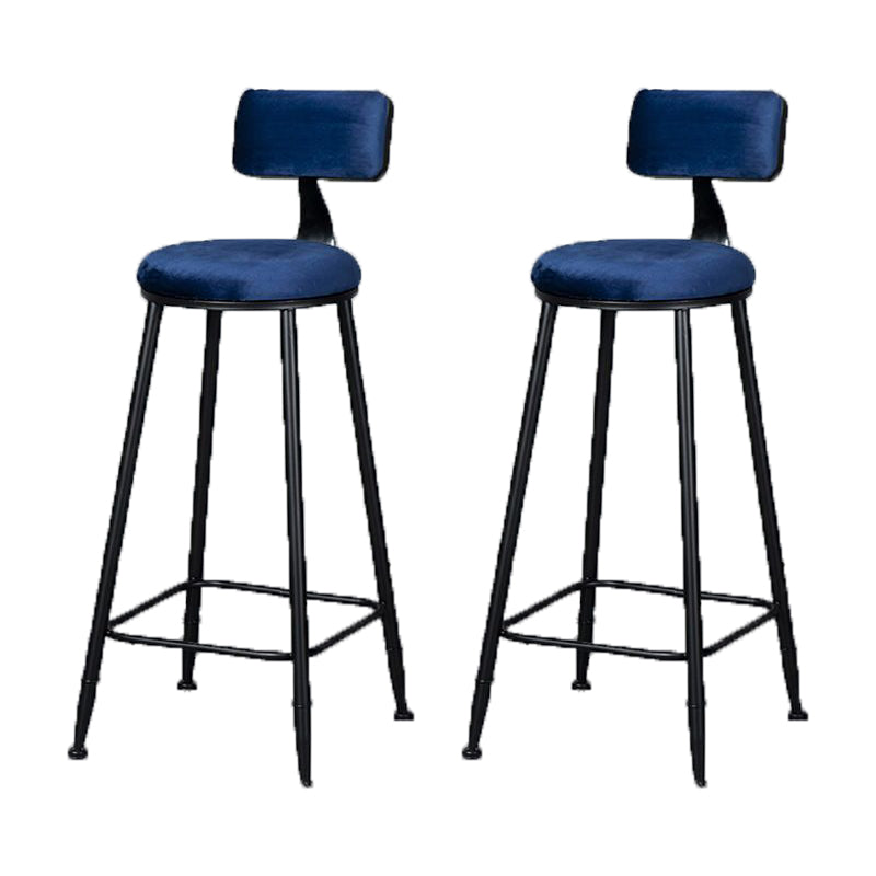 Modern Armless Backrest Counter Stool Iron Bar Stool with Cushion and Pedal for Indoor