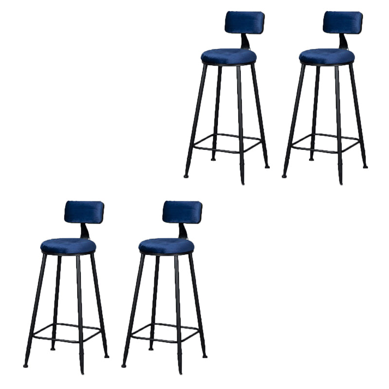 Modern Armless Backrest Counter Stool Iron Bar Stool with Cushion and Pedal for Indoor