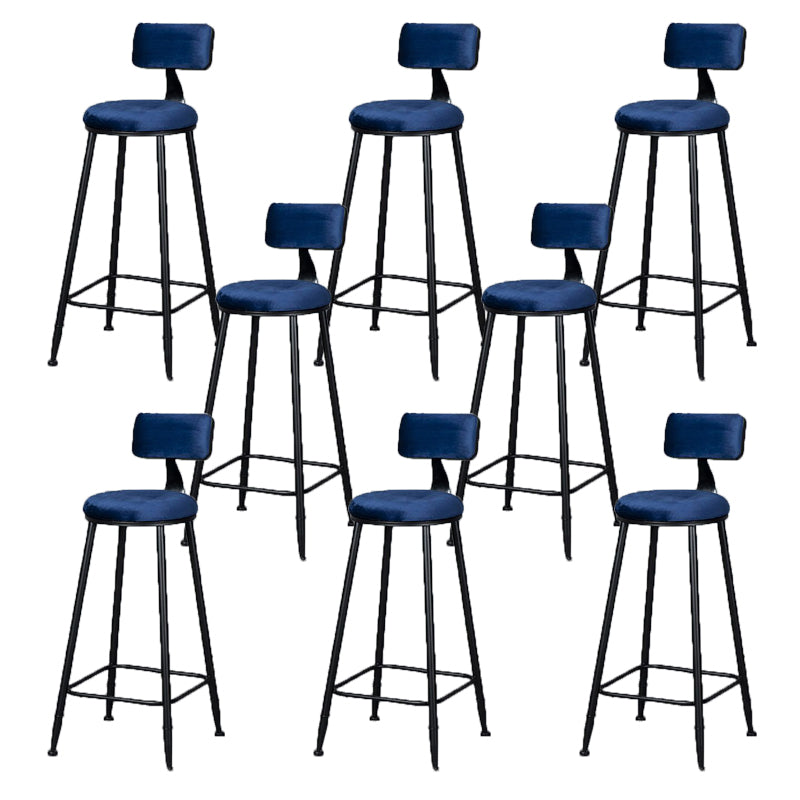 Modern Armless Backrest Counter Stool Iron Bar Stool with Cushion and Pedal for Indoor