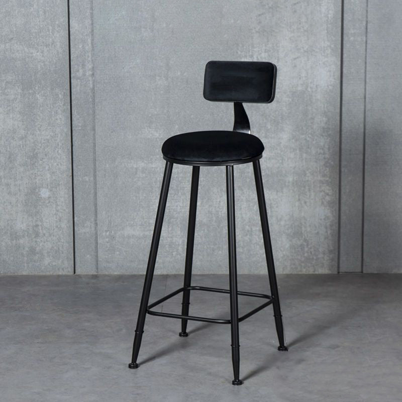 Modern Armless Backrest Counter Stool Iron Bar Stool with Cushion and Pedal for Indoor