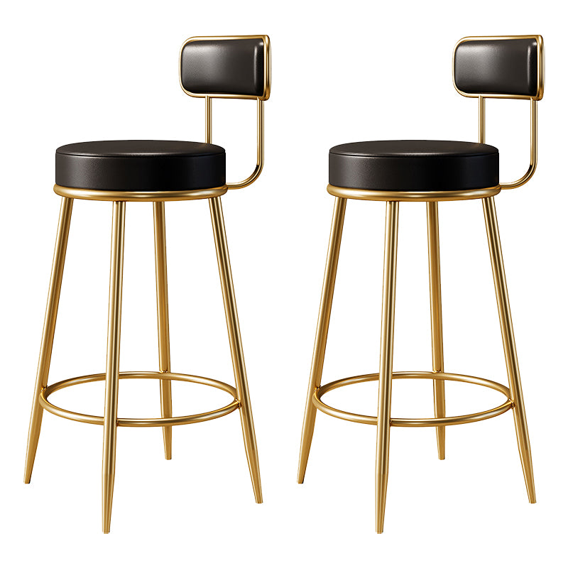 Glam Armless Backrest Counter Stool Iron Counter Stool with Cushion and Pedal