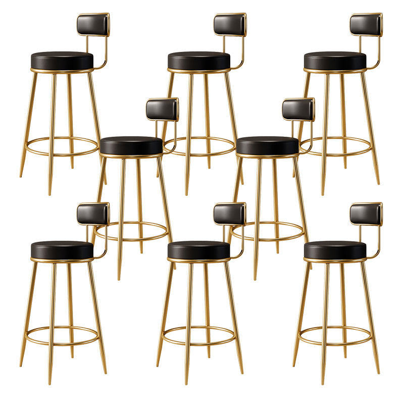 Glam Armless Backrest Counter Stool Iron Counter Stool with Cushion and Pedal