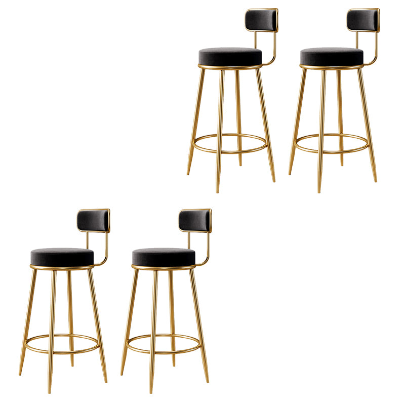 Glam Armless Backrest Counter Stool Iron Counter Stool with Cushion and Pedal