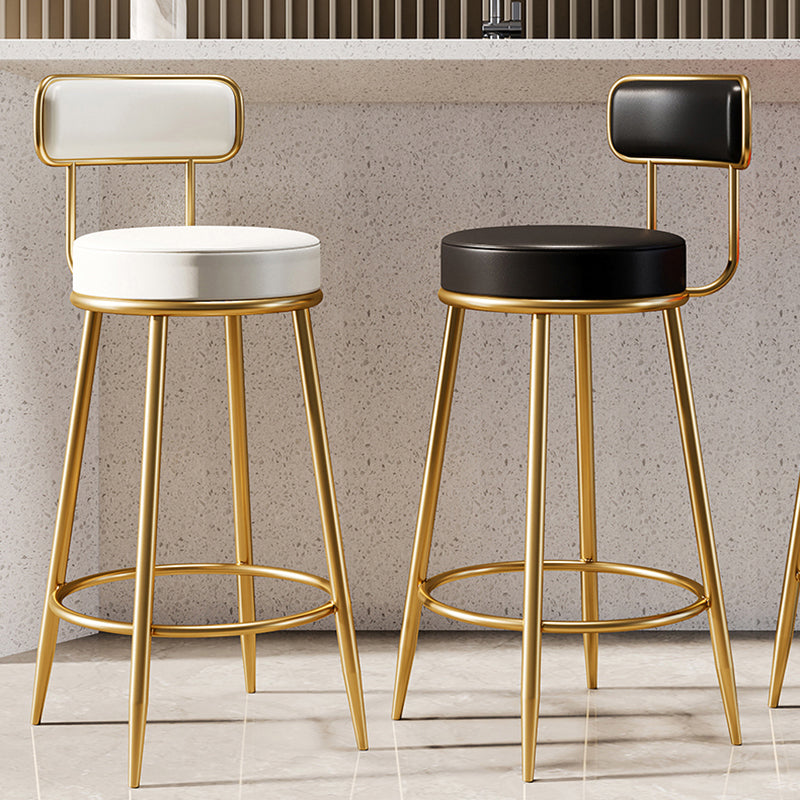 Glam Armless Backrest Counter Stool Iron Counter Stool with Cushion and Pedal