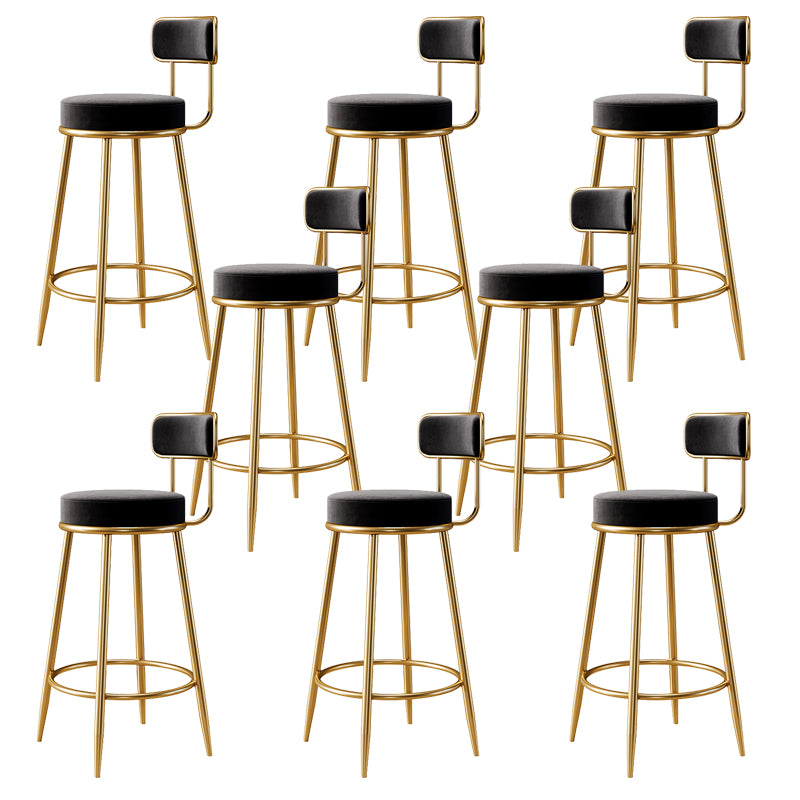 Glam Armless Backrest Counter Stool Iron Counter Stool with Cushion and Pedal