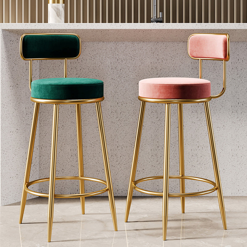 Glam Armless Backrest Counter Stool Iron Counter Stool with Cushion and Pedal