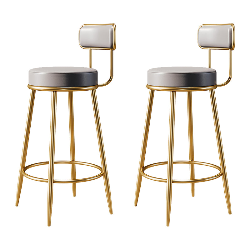 Glam Armless Backrest Counter Stool Iron Counter Stool with Cushion and Pedal