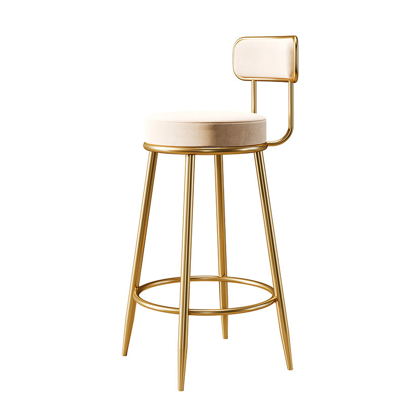 Glam Armless Backrest Counter Stool Iron Counter Stool with Cushion and Pedal