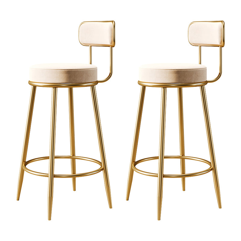 Glam Armless Backrest Counter Stool Iron Counter Stool with Cushion and Pedal