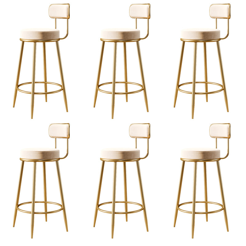 Glam Armless Backrest Counter Stool Iron Counter Stool with Cushion and Pedal