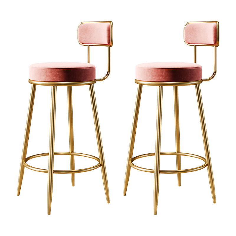 Glam Armless Backrest Counter Stool Iron Counter Stool with Cushion and Pedal