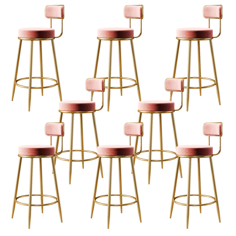 Glam Armless Backrest Counter Stool Iron Counter Stool with Cushion and Pedal