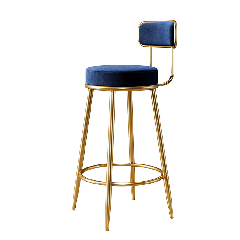 Glam Armless Backrest Counter Stool Iron Counter Stool with Cushion and Pedal