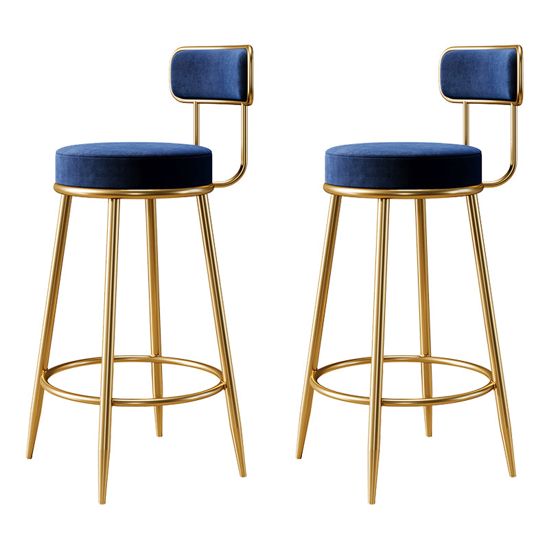 Glam Armless Backrest Counter Stool Iron Counter Stool with Cushion and Pedal