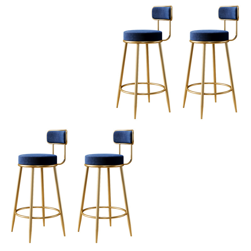 Glam Armless Backrest Counter Stool Iron Counter Stool with Cushion and Pedal