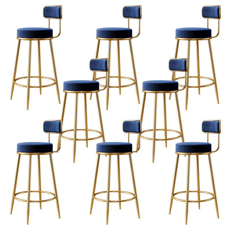 Glam Armless Backrest Counter Stool Iron Counter Stool with Cushion and Pedal