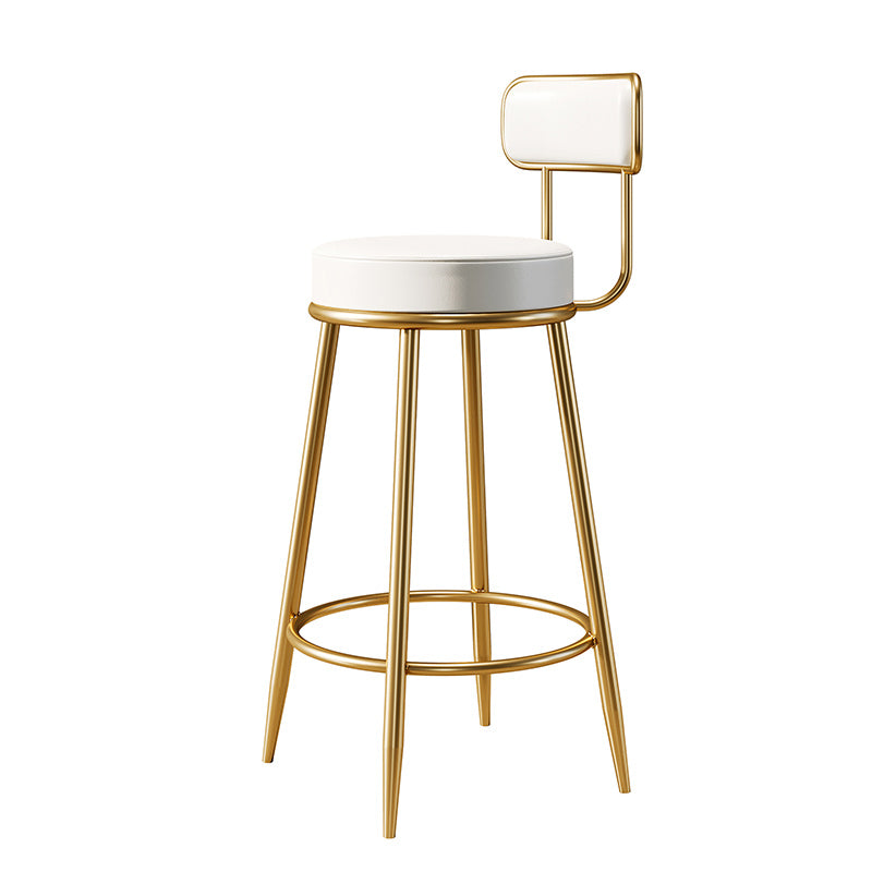 Glam Armless Backrest Counter Stool Iron Counter Stool with Cushion and Pedal