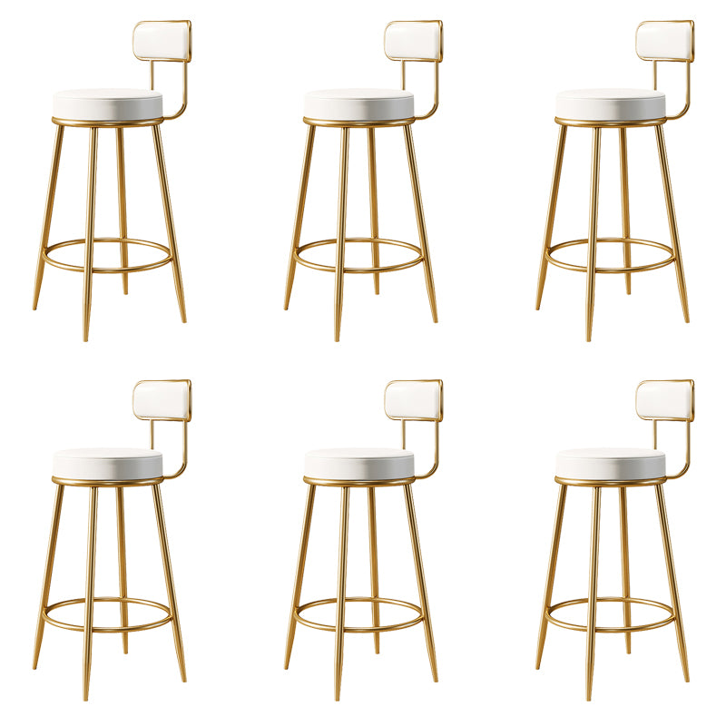 Glam Armless Backrest Counter Stool Iron Counter Stool with Cushion and Pedal