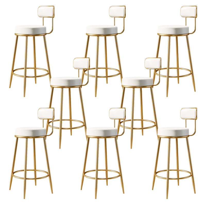 Glam Armless Backrest Counter Stool Iron Counter Stool with Cushion and Pedal