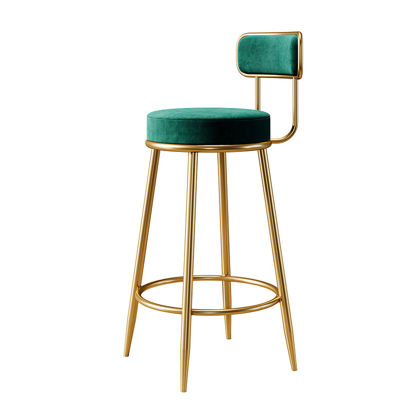 Glam Armless Backrest Counter Stool Iron Counter Stool with Cushion and Pedal