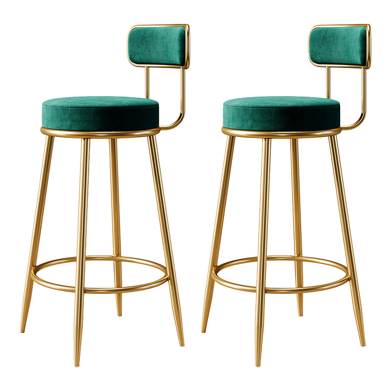 Glam Armless Backrest Counter Stool Iron Counter Stool with Cushion and Pedal