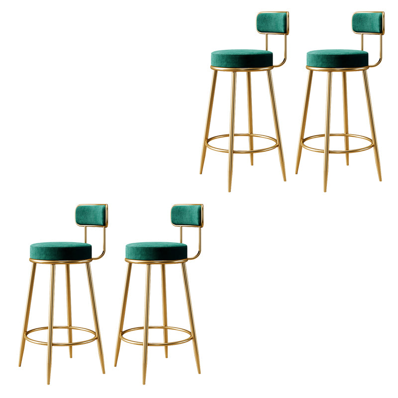 Glam Armless Backrest Counter Stool Iron Counter Stool with Cushion and Pedal