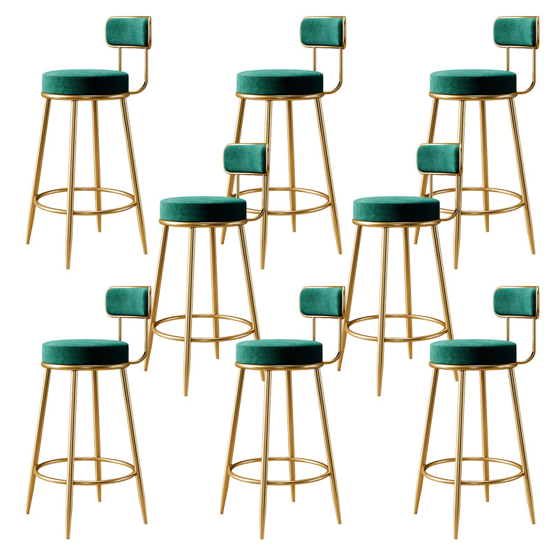 Glam Armless Backrest Counter Stool Iron Counter Stool with Cushion and Pedal