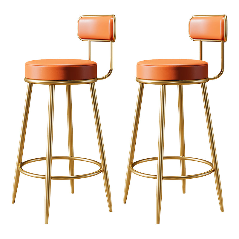 Glam Armless Backrest Counter Stool Iron Counter Stool with Cushion and Pedal