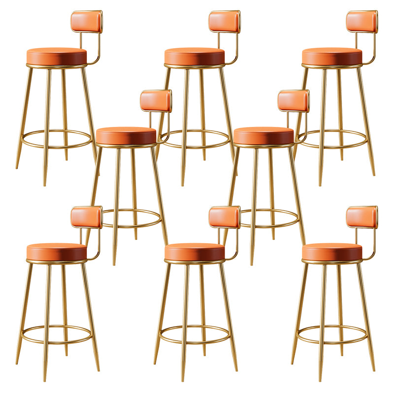 Glam Armless Backrest Counter Stool Iron Counter Stool with Cushion and Pedal