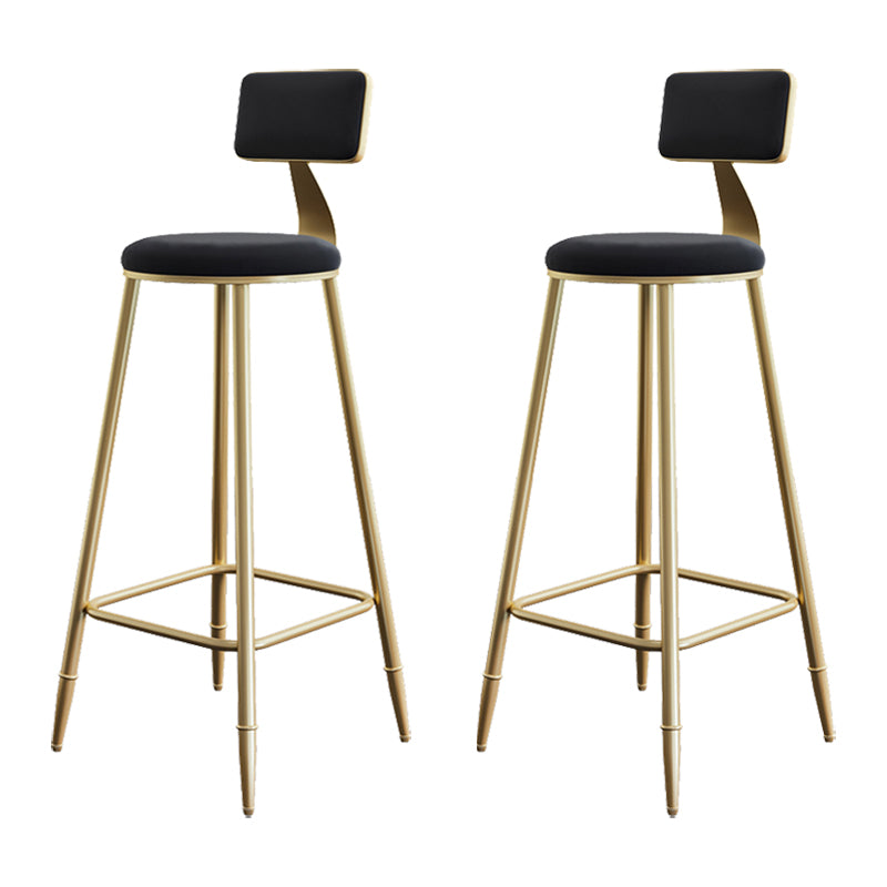 Glam Armless Backrest Counter Stool Iron Bar Stool with Velvet Cushion for Cafe