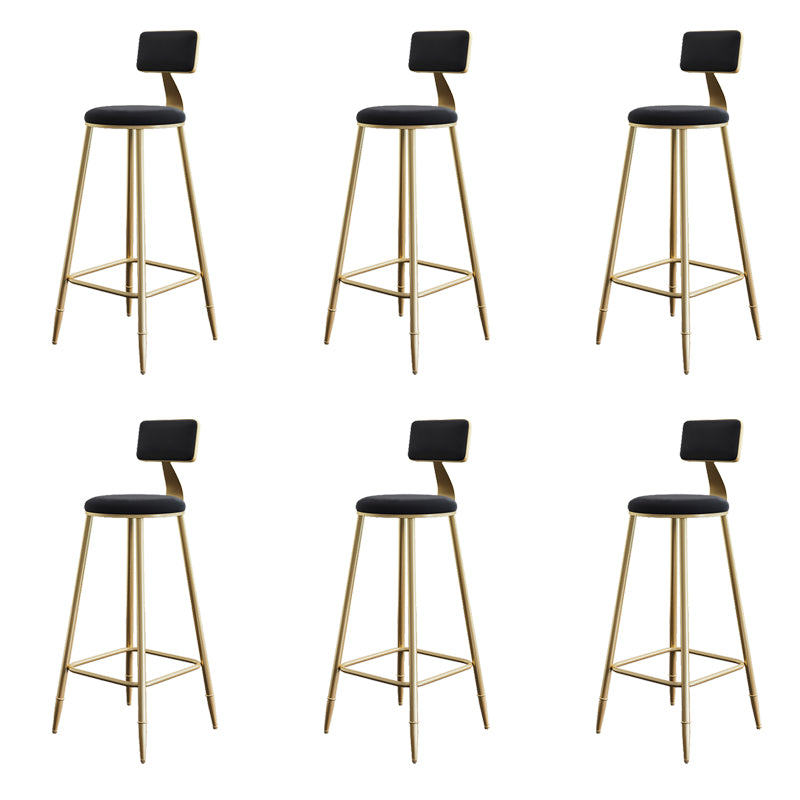 Glam Armless Backrest Counter Stool Iron Bar Stool with Velvet Cushion for Cafe