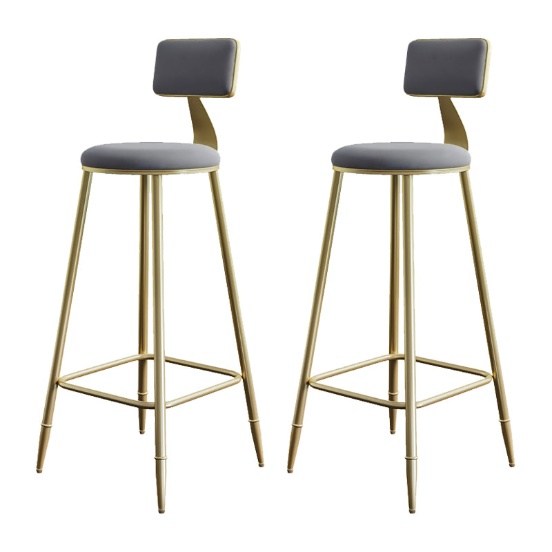 Glam Armless Backrest Counter Stool Iron Bar Stool with Velvet Cushion for Cafe